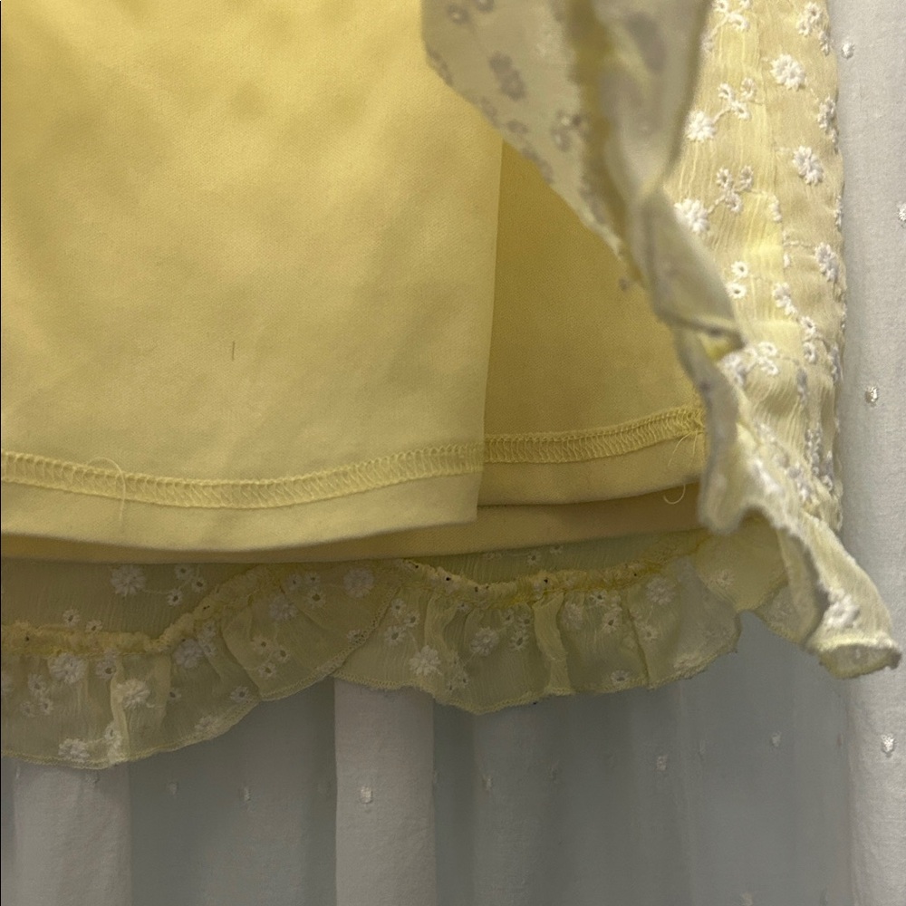 Altar'd State Skirt Women’s L Yellow Floral Mini Ruffle Eyelet Feminine - Picture 9 of 10